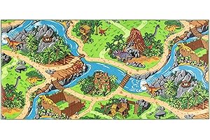 ‎CARPET STUDIO Carpet Studio Dino Teppich Kinderzimmer 95x200cm, Kinderteppich, Spielteppich Jungen & Mädchen, Teppiche für Babyzimmer, Schlafzimmer & Spielzimmer, Antirutsch, 30°C waschbar