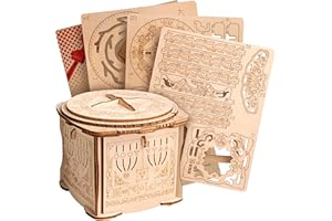 ESC WELT Secret Lock Box 3D Puzzle Spiel aus Holz - Kreative Geschenkbox für Geld, Gutscheine, Geschenkkarten - 3-in-1 Holzbox Spiel - Geschenkbox für Jugendliche und Erwachsene - 3D Holzpuzzle