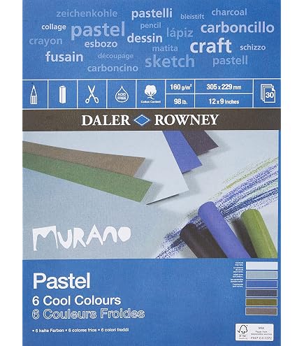 Soft Pastel Paper Fabriano Tiziano Pastel Paper Pad - A4 30 Sheets 6 ...