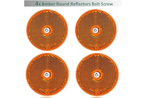 DARKGUARD 4xCatarifrangente Rotondi Giallo Avvitare Ø60 mm Omologati, Catarifrangenti Avvitare Tondi per Rimorchio Bicicletta Camion Macchine Agricole （Giallo-Rotondi-Avvitare-4Pezzi）