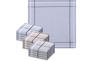 JEMIDI Pañuelos hombre de algodón - Juego 12x pañuelos tela hombre de colores para bolsillo nariz para caballero - Pañuelos de tela cuadrados 40x40 cm - Lavables a máquina