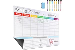 WELHAEPI Weekly Planner Whiteboard, A3 Magnetic Weekly Family Planner, Magnetic Fridge Planner Whiteboard, Meal Planner Memo Board for Fridge Weekly Reminder Board for Task Planning - 17x12 inch