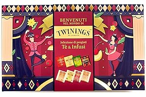 DUCOMI Twinings Degustazione "ScatolaRegalo" 2024 40 Filtri: English Breakfast, Earl Grey, Pure Green, Frutti Rossi, Curcuma e Arancia, Zenzero e Limone, Ciliegia Cannella, Camomilla Miele e Vaniglia