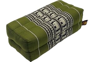 GURU SHOP Guru-Shop Cuscino da Meditazione, Cuscino a Blocchi, Cuscino Angolare di Sostegno per lo Yoga, Supporto Thailandese per il Collo con Kapok - Verde 2, 10x20x30 cm