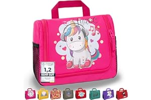 GRINSEZWERGE Kulturtasche für Kinder und Erwachsene - 12 Motive | Reise Kulturbeutel für Damen und Herren | Kosmetiktasche zum Aufhängen | Waschbeutel Waschtasche Reisetasche für Jungen und Mädchen