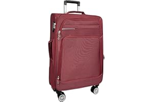 MY TRAVEL BAG Stoff Reisekoffer Trolley Erweiterbar mit Zwillingsrollen (M/L/XL/XXL oder 4er Set) Weichgepäck (Rot, Handgepäck (55cm))