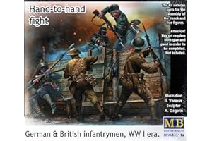 MASTER BOX Masterbox Kit de Construction à l'échelle 1:35 - Combat Main à Main - Infantrymen allemands et Britanniques - WWI - Gris