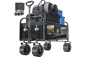KESSER® Carrello Pieghevole con Pneumatici Larghi Carrello a Mano Carretto da Trasporto Carrello Porta-Attrezzi | incl. 2 Tasche a Rete | Pieghevole | Ruote in Gomma Piena
