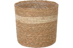 Wickerfield Natural Seagrass Basket for Indoor Plant Decorayion Garden Planter with Waterproof Liner (Large)
