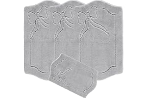 emmahome ROMANY GYPSY WASHABLE 4PCS MAT/RUG SET, CARAVAN/MOBILE HOME TOURER SIZES, 67X120CM, LEAFY Smart (Grey)