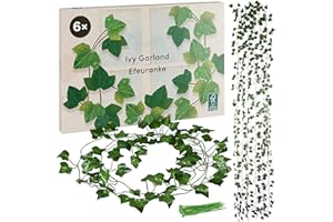 LIVAIA Ivy Artificial Plants: 6 x Ivy Garland - Fake Plant Room Decoration - 200 x 13 cm - 78-80 Leaves Fake Ivy as Room Decor or or Balcony Decoration - Artificial Plants for Privacy Screen