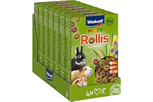 Vitakraft Rollis, krispiga ringar för gnagare, kalciumfattig alfalfa, som komplement till huvudmaten eller som mellanmål däremellan, utan tillsats av socker och spannmål (7 x 500 g)