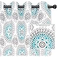 DriftAway Drift Away Bella Room Darkening Grommet Unlined Blackout Window Curtains, Set of Two Panels, each 52x84 (Aqua/Gray) by DriftAway