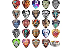 K KAREZOG Plektren Gitarre 24 Stück 0.46/0.71/0.96/1.20mm Gitarren Plektrum 4 Verschiedene Stärke Guitar Picks,Plektrum Personalisiert für Akustikgitarre, E-Guitar, Bass,Ukulele(Mix-7)