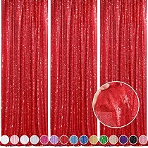 Roter Pailletten-Hintergrundvorhang – 60x240 Cm, 2-teilig, Für Foto-Hintergrund & Party-Deko
