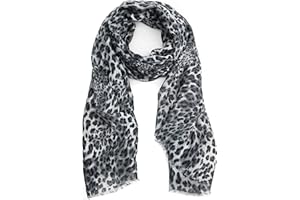 Ever Bloom Damen Schal mit Leopard Muster, Leichtes Halstuch mit Fransen, Modische und Elegante Sommer und Helbst Leo Schals für Frauen