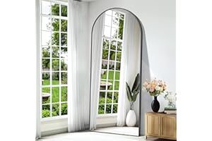 Weare Home Espejo de Cuerpo Entero, 179 x 65 cm Espejo de Pie Cuerpo Entero Curvado, espejo grande cuerpo entero Espejo de Pared con Marco de Aleación de Aluminio y Soporte para Sala Dormitorio(Negro)