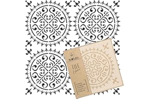 NAKLEO Stencil per Piastrelle per Pittura 30x30cm, Palencia Classico Romano Retrò, Modello Geometrico Plastica e Riutilizzabile, Fai Da Te Decorazioni Casa, Pavimento Pareti Muro Legno