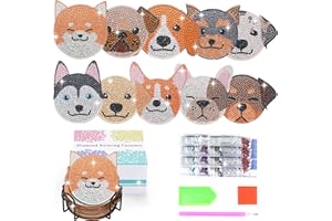 ANZRLE 10 posavasos de diamante para automóvil, artes y manualidades para adultos, kits de pintura de diamantes, posavasos de mandala para manualidades (cachorro 10)
