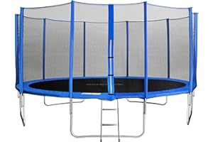 SixBros. SixJump trampolino elastico da giardino 4,60 m – trampolino per il giardino, trampolino all’aperto, set completo incluso scaletta, rete di sicurezza & copertura, blu, TB460/1790