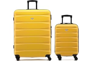 Flight Knight Set of 2 Premium Suitcases - Extra Stong Lightweight Luggage - Hardcase Suitcases with 4 Wheels & Built in Lock - (Set of 2 S+XL)