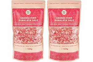 ‎NOSUGARSUGAR Pink Himalaya Salz Vorteilspack 2x1kg, grobe Körnung, Perfekt für Salzmühle, Brocken, Steinsalz / Kristallsalz aus Pakistan