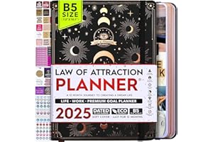 FREEDOM MASTERY Planer prawa przyciągania 2023 – tygodniowy i miesięczny planer. 12-miesięczna podróż ku zwiększeniu produktywności i szczęścia. Doskonały prezent świąteczny.