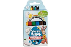 Heitmann Eierfarben - Pisanki do malowania jajek wielkanocnych – 6 pisaków w kolorze żółtym, czerwonym, zielonym, niebieskim, brązowym i czarnym + kolorowanka