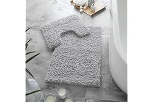 GC GAVENO CAVAILIA Microfibre Bath Mats Sets For Bathroom 2 Piece - Pedestal Set Non Slip Quick Drying Shower Bath Mat, Water Absorbent Washable Toilet Rug - Grey