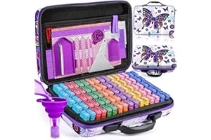 MAISITOO Diamond Painting Zubehör Boxen, mit 80 Fächern Diamond Painting Organizer,Diamond Painting Koffer Diamant Painting Werkzeug Set mit Trichter Pinzette Stickers für Strass Perlen DIY Handwerk