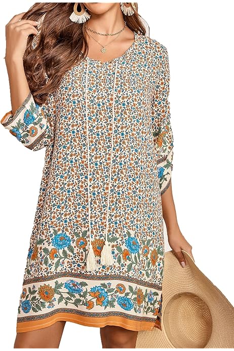 Musthave V-hals print blouse groen/beige Musthave V-hals print blouse groen/beige