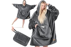 KESSER® Hoodie Decke Kuscheldecke mit Ärmeln Deckenpullover Vielseitig Tragbare Decke zum Anziehen für Damen & Herren, Sweatshirt Warm Kuschelpullover Erwachsene weich Ärmeldecke Oversize