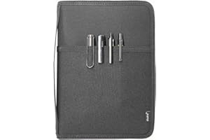 diodrio A5 Notizbuch mit Reißverschluss, mit YKK-Reißverschluss, für A5 Moleskine Cahier LEUCHTTURM Planer, Skizzenbuch, wasserabweisend, nachfüllbar, Innentaschen, Schwarz