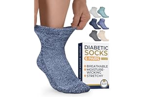 Pembrook Ankle Diabetic Socks for Women & Men | 6 Pairs | Wide Non Binding Socks Quarter Length | Edema Neuropathy Socks