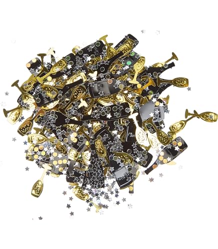 Bunt Glitzerndes Konfetti 'PROST NEUJAHR' – 14 G, Ca. 160 Stück, Metallic-Konfetti Für Silvester, Geburtstag, Partys, Tischdeko