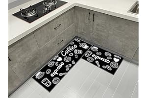 HZVRTN Tappeto da cucina lavabile, antiscivolo, 2 pezzi, con adesivo a scorrimento, resistente, facile da pulire, 40 x 60 + 40 x 120 cm
