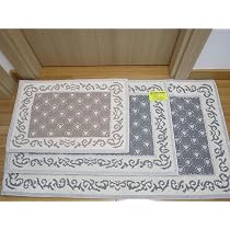 PAGO POCO Tappeto.Scendiletto.Parure Tre Pezzi. Stile SARDO CUORI E RICAMI In Tutte Le Misure.Colori:Grigio+Beige.100% Cotone Antiscivolo (50X80, Grigio - 9