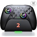 Switch 2 Controller für Switch/OLED/Lite,RGB Lichteffekte Programmierung Pro Controller Wireless mit Ladestation und Turbo, B