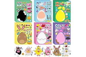JOYIN 24 PCS Easter Mix and Match Make a Face Animal Stickers with Easter Egg Themed Pig, Bunny, Chicken, Cow, Sheep, Duck Party Favor Supplies, Art and Craft