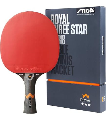 Raquette De Tennis De Table STIGA Royal 4 étoiles – Bois 5 Plis, Manche Concave, Revêtement ITTF, Technologie Crystal