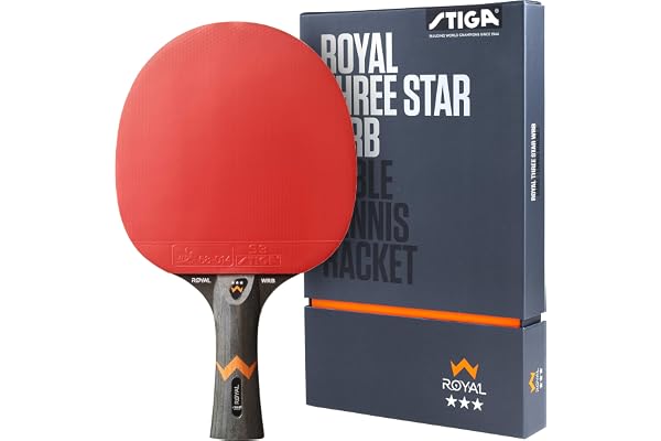 Stiga Royal 3-Star Table Tennis Ping Pong Bat, Black/Red
