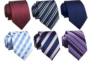 ROSIIKA Rossika Pack of 4 or 6 Men's Classic Stripe Checks Jacquard Woven Tie Formal Party Neckties