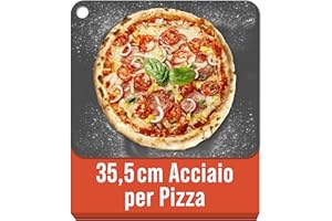Chef Pomodoro Pietra Refrattaria per Pizza da Forno 35,6 x 30,5 cm (6,35 mm), Pietra Pizza Barbecue, Piastra Forno Refrattaria, per forno elettrico di casa, in acciaio con fori per sollevamento