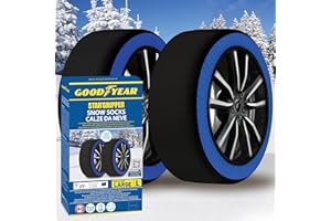 Goodyear Calze da Neve Star Gripper Omologate Italia EN 16662-1:2020 Due Catene da Neve in Tessuto per Auto, Snow Sock Taglia L, per R14 - R20 (Misure per Pneumatici Dettagliate all'Interno)