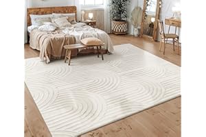 ‎PACO HOME Paco Home Rug, Soft, Short Pile, Modern, Scandinavian Boho Pattern, Geometric Diamond Motif, for the Living Room, Bedroom, Single Colour: Cream 4, Size: 160 x 220 cm