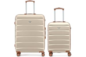 Flight Knight Set of 2 Premium Suitcases - Extra Stong Lightweight Luggage - Hardcase Suitcases with 4 Wheels & Built in Lock - (Set of 2 S+L)