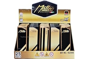 Zactly 5 x MATTEO Windproof Jet Flame Lighter Set Rare Dustproof Electronic Gas Refillable (Gold)