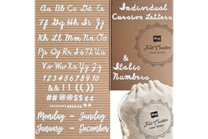Felt Creative Home Goods Extra Cursive Buchstaben-Set | Set mit Buchstaben, Zahlen, Satzzeichen über 375 Teile, extra fett plus kursive Monate Tage – Brett nicht im Lieferumfang enthalten
