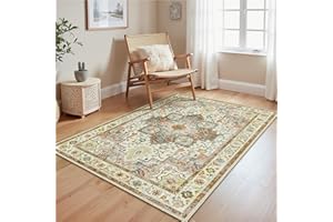 GENIMO Tapis Vintage pour Salon 120x170 cm, Tapis Lavables avec Dos Antidérapant, Tapis à Poils Courts pour Cuisine, Salle à Manger, Bureau et Chambre