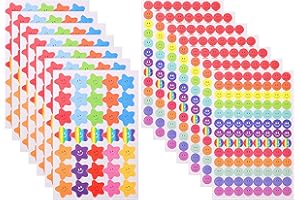 KUOU 20 Sheet 1390 Pcs Happy Face Stickers, Rainbow Smile Star Stickers, Smile Face Sticker Kids Reward Stickers for Teachers Children Reward Chart Craft Decoration
